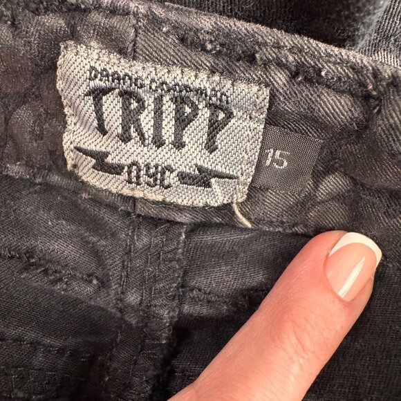 Tripp‎ NYC Leopard Print Skinny Jeans 15 Black Skull Emo Grunge Goth Rockstar - Picture 4 of 8